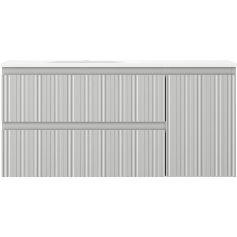 Mexen Rivel bathroom cabinet 100 cm with Vela left sink, 2S, 1D, grooved, gray matte/white matte - 91A23-10047-3-BBFFF62-W23L01