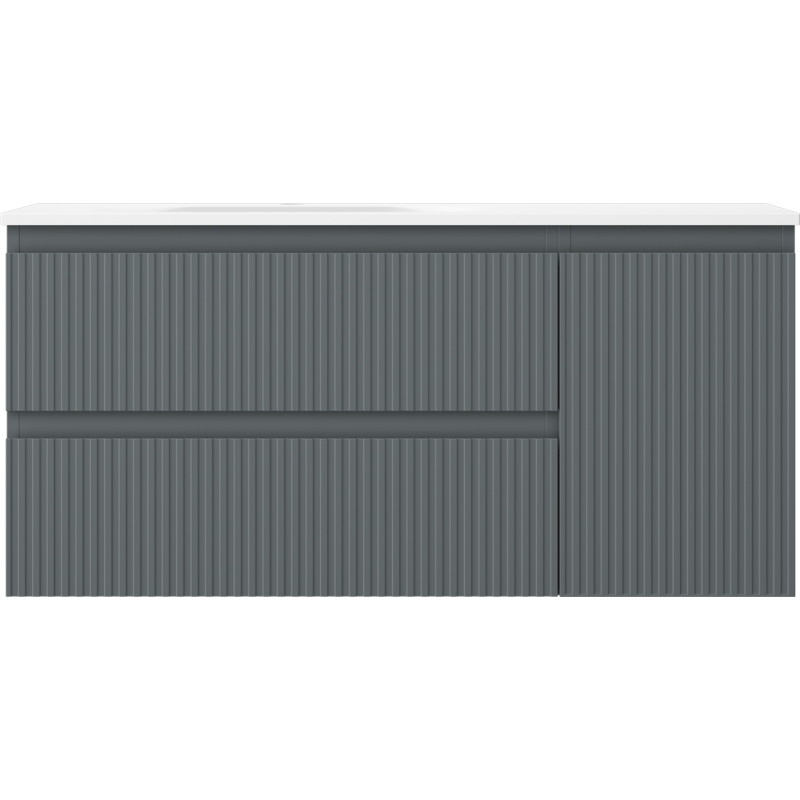 Mexen Rivel 100 cm bathroom cabinet with Vela left-hand sink, 2S, 1D, grooved, graphite/white matte