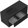 Mexen Rivel 100 cm Bathroom Cabinet with Vela Left Sink, 2S, 1D, Grooved, Matte Black - 91A23-10047-3-BBFFF71-W23L71