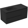 Mexen Rivel 100 cm Bathroom Cabinet with Vela Left Sink, 2S, 1D, Grooved, Matte Black - 91A23-10047-3-BBFFF71-W23L71