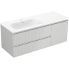 Mexen Rivel 120 cm bathroom cabinet with Vela left sink, 2S, 1D, grooved, gray matte/white matte - 91A23-12047-3-BBFFF62-W23L01