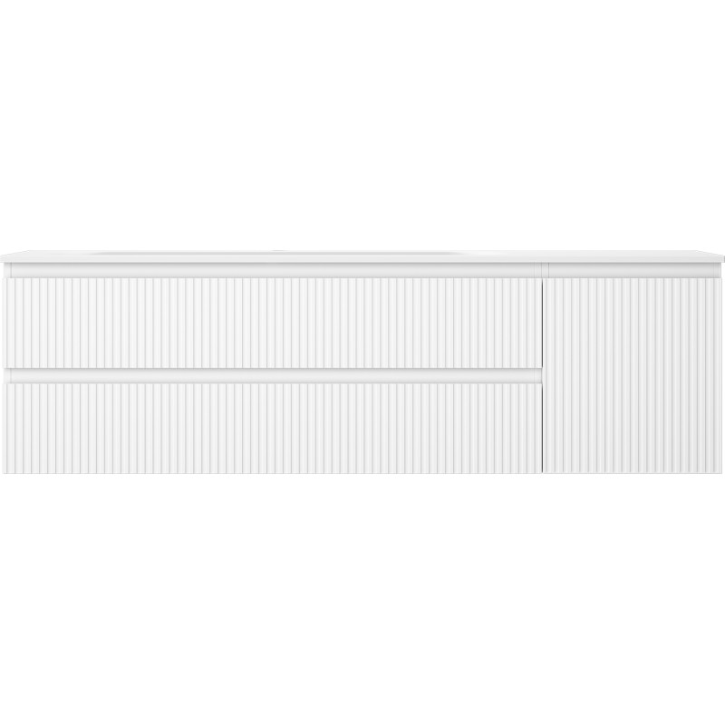 Mexen Rivel 160 cm bathroom cabinet with Vela left sink, 2S, 1D, grooved, matte white - 91A23-16047-3-BBFFF01-W23L01