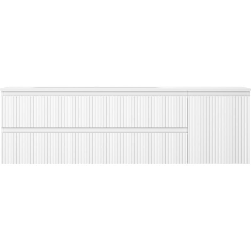 Mexen Rivel bathroom cabinet 160 cm with Vela left washbasin, 2S, 1D, grooved, white matte - 91A23-16047-3-BBFFF01-W23L01