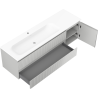 Mexen Rivel bathroom cabinet 160 cm with Vela left sink, 2S, 1D, grooved, gray matte/white matte - 91A23-16047-3-BBFFF62-W23L01