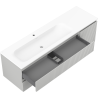 Mexen Rivel bathroom cabinet 160 cm with Vela left sink, 2S, 1D, grooved, gray matte/white matte - 91A23-16047-3-BBFFF62-W23L01