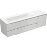 Mexen Rivel bathroom cabinet 160 cm with Vela left sink, 2S, 1D, grooved, gray matte/white matte - 91A23-16047-3-BBFFF62-W23L01