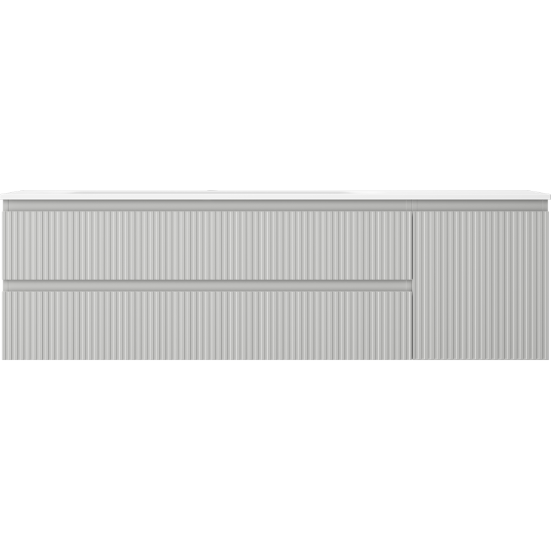 Mexen Rivel 160 cm Bathroom Cabinet with Vela Left Sink, 2S, 1D, Grooved, Gray Matte/White Matte - 91A23-16047-3-BBFFF62-W23L01