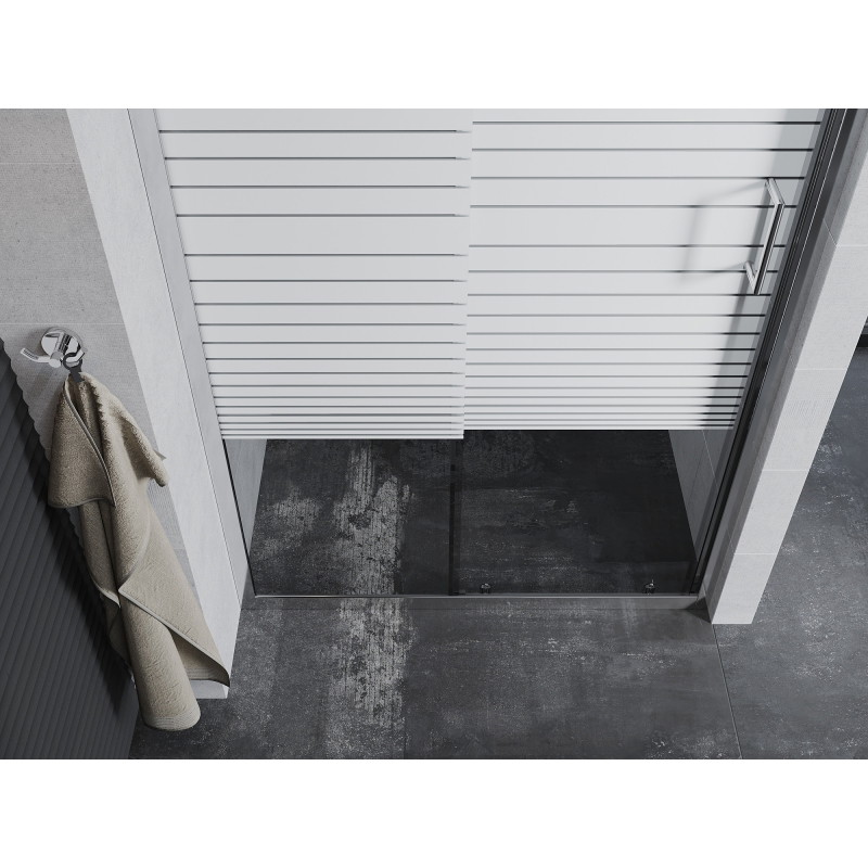 Mexen Apia sliding shower doors 90 cm, stripes, chrome - 845-090-000-01-20
