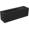 Mexen Rivel bathroom cabinet 160 cm with Vela left sink, 2S, 1D, fluted, black matte - 91A23-16047-3-BBFFF71-W23L71
