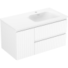 Mexen Rivel 90 cm bathroom cabinet with Vela sink, right, 2S, 1D, grooved, matte white - 91A23-09047-3-BBFFF01-W23P01