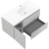 Mexen Rivel 90 cm bathroom cabinet with Vela right sink, 2 drawers, 1 door, grooved, gray matte/white matte