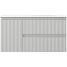 Mexen Rivel 90 cm bathroom cabinet with Vela right sink, 2 drawers, 1 door, grooved, gray matte/white matte