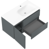 Mexen Rivel bathroom cabinet 90 cm with Vela right sink, 2S, 1D, grooved, graphite/white matte - 91A23-09047-3-BBFFF66-W23P01