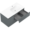 Mexen Rivel bathroom cabinet 90 cm with Vela right sink, 2S, 1D, grooved, graphite/white matte - 91A23-09047-3-BBFFF66-W23P01