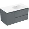 Mexen Rivel bathroom cabinet 90 cm with Vela right sink, 2S, 1D, grooved, graphite/white matte - 91A23-09047-3-BBFFF66-W23P01