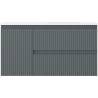 Mexen Rivel bathroom cabinet 90 cm with Vela right sink, 2S, 1D, fluted, graphite/white matte - 91A23-09047-3-BBFFF66-W23P01