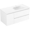 Mexen Rivel bathroom cabinet 100 cm with Vela right sink, 2S, 1D, ribbed, white matte - 91A23-10047-3-BBFFF01-W23P01