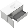 Mexen Rivel 100 cm Bathroom Cabinet with Right Vela Sink, 2 Drawers, 1 Door, Ribbed, Gray/White Matte