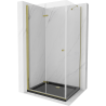 Mexen Lima 80 x 100 cm Folding Shower Enclosure, Transparent, Gold + Flat Tray, Black - 856-080-100-50-00-4070G