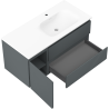 Mexen Rivel 100 cm Bathroom Cabinet with Right Sink Vela, 2S, 1D, Fluted, Graphite/White Matte - 91A23-10047-3-BBFFF66-W23P01