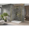 Mexen Omega sliding shower enclosure 130 x 80 cm, transparent, gold + Flat tray - 825-130-080-50-00-4010