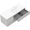 Mexen Rivel bathroom cabinet 120 cm with Vela right washbasin, 2S, 1D, grooved, gray/white matte - 91A23-12047-3-BBFFF62-W23P01