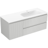 Mexen Rivel bathroom cabinet 120 cm with Vela right sink, 2S, 1D, fluted, gray/white matte - 91A23-12047-3-BBFFF62-W23P01