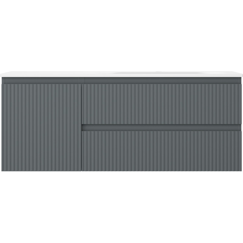 Mexen Rivel 120 cm bathroom cabinet with Vela sink right, 2S, 1D, grooved, graphite/white matte - 91A23-12047-3-BBFFF66-W23P01