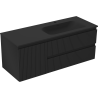 Mexen Rivel 120 cm Bathroom Cabinet with Vela Sink Right, 2 Drawers, 1 Door, Ribbed, Matte Black - 91A23-12047-3-BBFFF71-W23P71