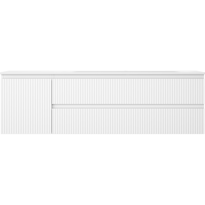 Mexen Rivel bathroom cabinet 160 cm with Vela right-hand sink, 2S, 1D, grooved, white matt - 91A23-16047-3-BBFFF01-W23P01