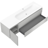 Mexen Rivel 160 cm Bathroom Cabinet with Vela Sink Right, 2 Drawers, 1 Door, Fluted, Gray/White Matte
