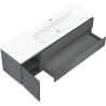 Mexen Rivel 160 cm bathroom cabinet with right sink Vela, 2S, 1D, grooved, graphite/white matte - 91A23-16047-3-BBFFF66-W23P01