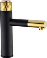 Mexen Diamond washbasin mixer tap, Black/Gold - 71500-75