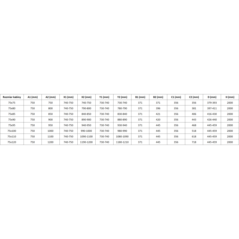 Mexen Rox Duo sliding shower cabin 110 x 75 cm, transparent, black - 8C2D-110-075-70-00