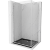 Mexen Pretoria hinged shower cubicle 80 x 100 cm, transparent, Chrome + shower tray Flat, Black - 852-080-100-01-00-4070