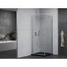 Mexen Pretoria swing shower cabin 90 x 90 cm, transparent, chrome + Flat shower tray, black - 852-090-090-01-00-4070