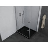 Mexen Pretoria swing shower cabin 90 x 120 cm, transparent, chrome + Flat shower tray, black - 852-090-120-01-00-4070