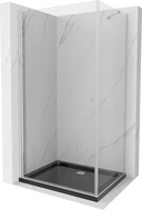 Mexen Pretoria hinged shower cubicle 100 x 70 cm, transparent, Chrome + shower tray Flat, Black - 852-100-070-01-00-4070