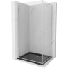 Mexen Pretoria swing shower enclosure 100 x 80 cm, transparent, chrome + Flat shower tray, black - 852-100-080-01-00-4070