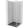 Mexen Pretoria hinged shower cabin 100 x 100 cm, transparent, chrome + Flat tray, black - 852-100-100-01-00-4070