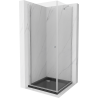 Mexen Pretoria pivot shower cabin 100 x 100 cm, transparent, chrome + Flat black shower tray - 852-100-100-01-00-4070