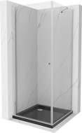 Mexen Pretoria hinged shower cabin 100 x 100 cm, transparent, chrome + Flat tray, black - 852-100-100-01-00-4070