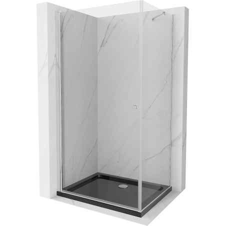 Mexen Pretoria shower enclosure hinged 100 x 120 cm, transparent, chrome + Flat tray, black - 852-100-120-01-00-4070