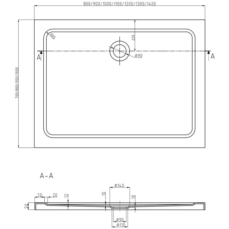 Mexen Pretoria hinged shower cabin 70 x 90 cm, transparent, gold + Flat tray, black - 852-070-090-50-00-4070G