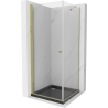 Mexen Pretoria pivot shower cabin 80 x 80 cm, transparent, gold + Flat shower tray, black - 852-080-080-50-00-4070G