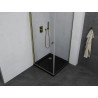 Mexen Pretoria pivot shower cabin 80 x 80 cm, transparent, gold + Flat shower tray, black - 852-080-080-50-00-4070G