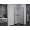 Mexen Pretoria pivot shower cabin 80 x 80 cm, transparent, gold + Flat shower tray, black - 852-080-080-50-00-4070G