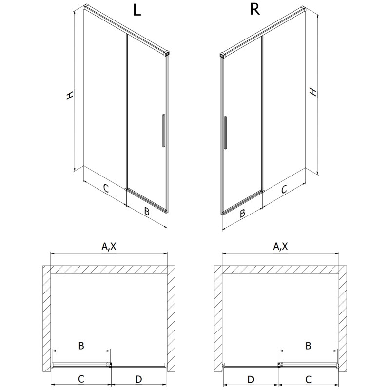 Mexen Rox sliding shower door 160 cm, transparent, brushed gun gray - 8C2-160-000-66-00