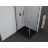 Mexen Pretoria swing shower enclosure 90 x 100 cm, transparent, gold + black Flat shower tray - 852-090-100-50-00-4070G