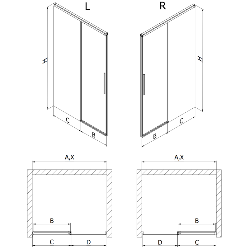 Mexen Rox sliding shower door 115 cm, transparent, black - 8C2-115-000-70-00